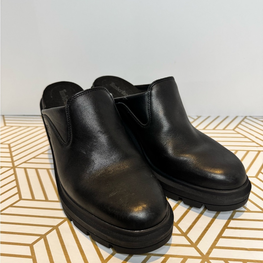 Timberland Black Leather Mules